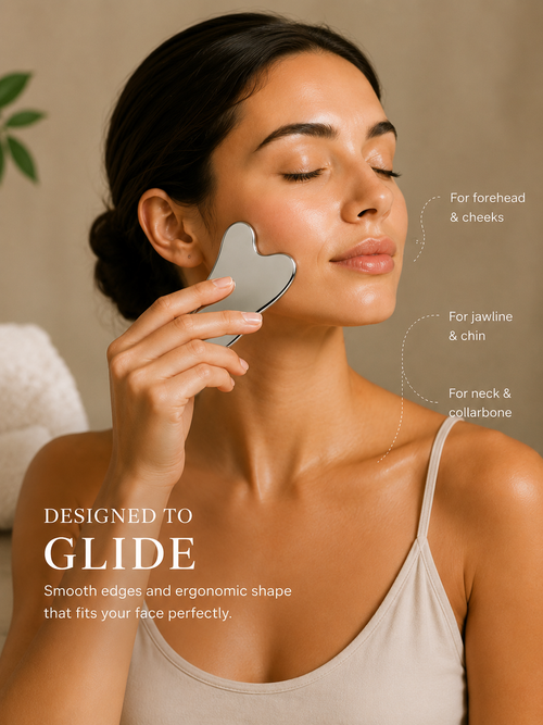 Gua Sha Stainless Steel Face Tool, Professional Metal Skin Care Tool for Neck and Jawline