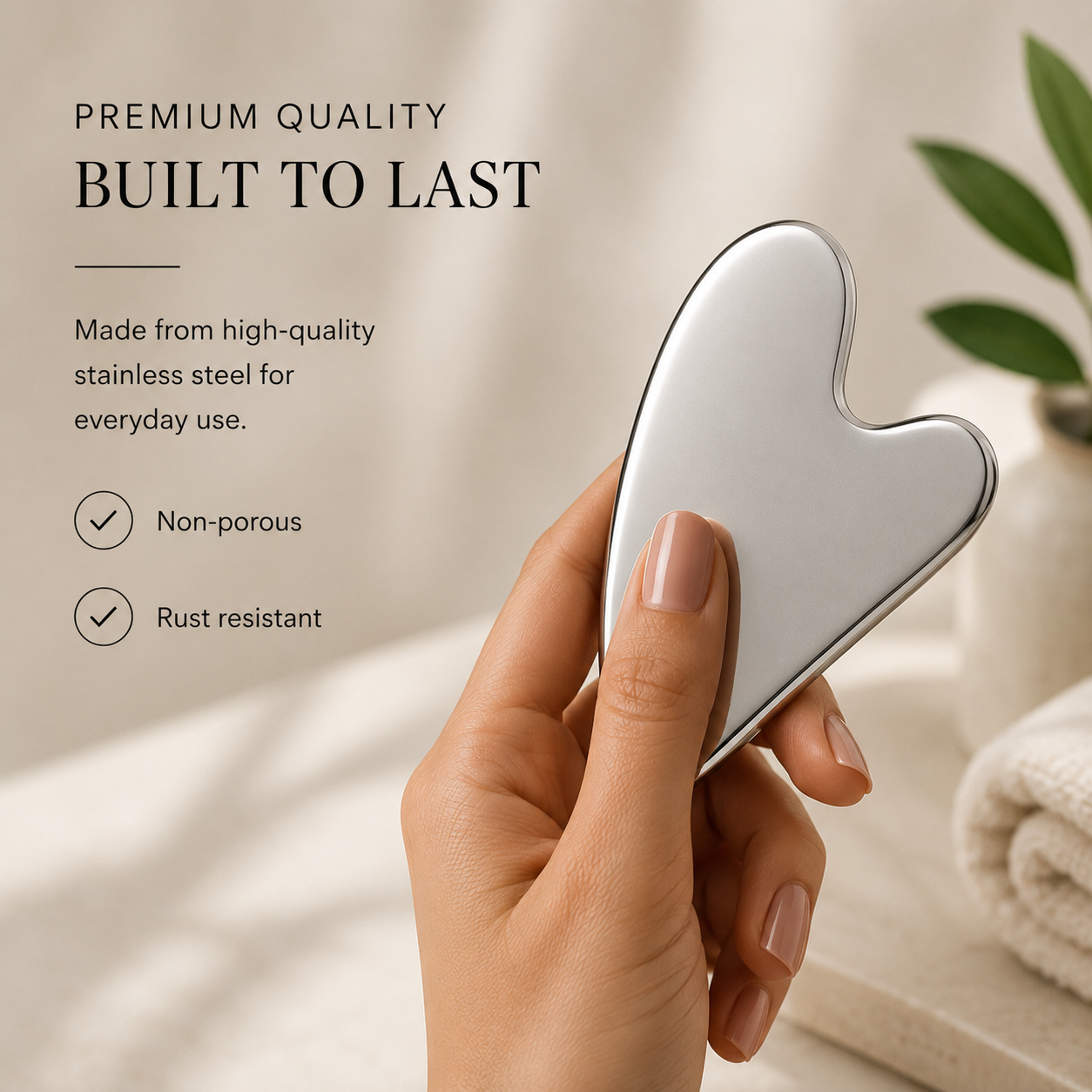 Gua Sha Stainless Steel Face Tool, Professional Metal Skin Care Tool for Neck and Jawline